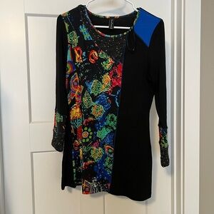 Sacred Threads Colorful Patchwork Long Sleeve Top